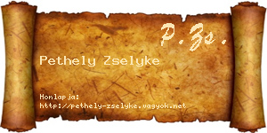Pethely Zselyke névjegykártya